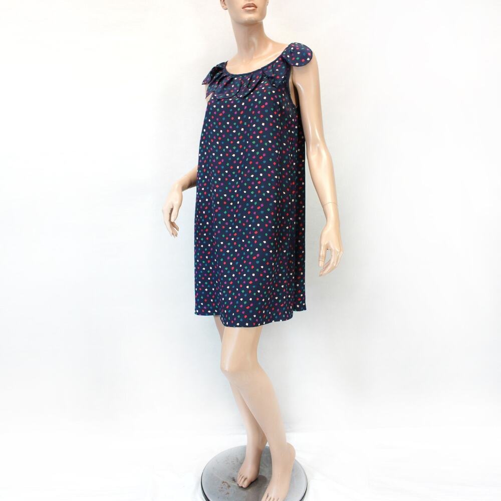 Leona Edmiston Frocks Navy Blue Floral Leaves print Silk Dress Size 2